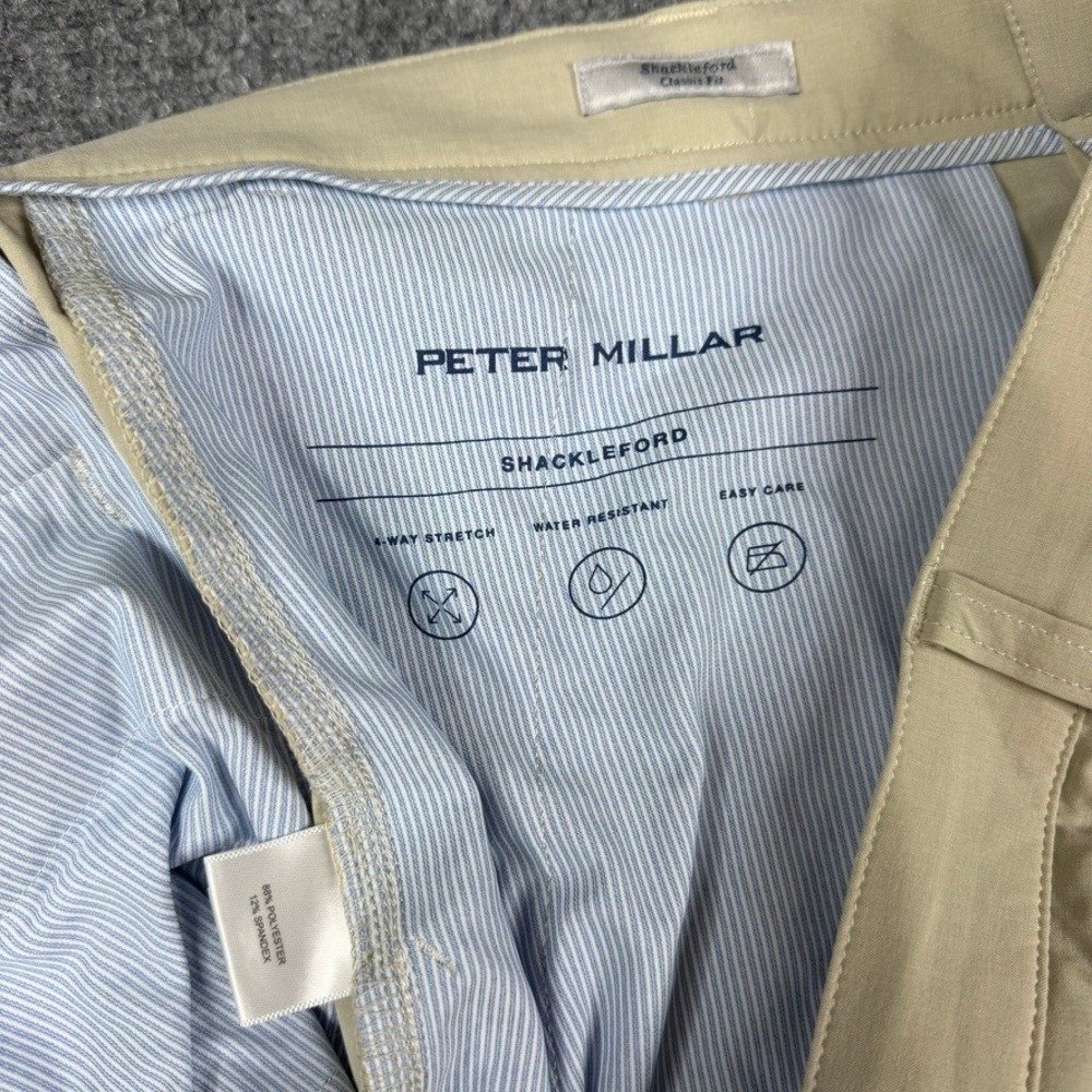 Peter Millar Shackleford Shorts Mens 38 Khaki Performance 4-Way Stretch Golf Tan - Picture 4 of 8